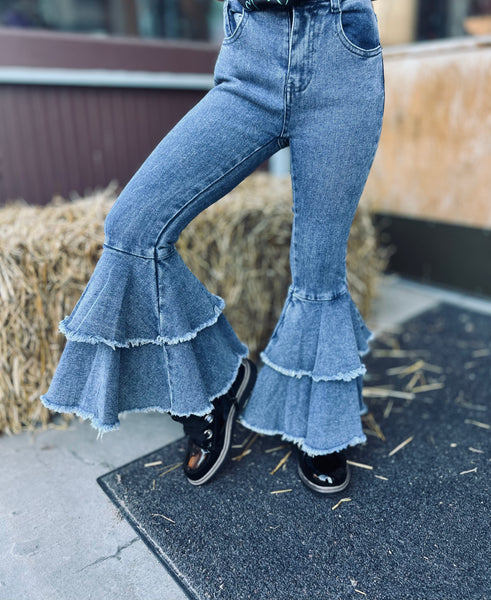 Blue Double Bell Layered Jeans