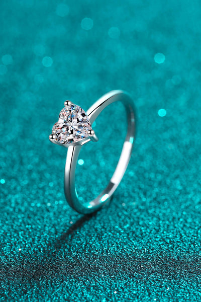 Sterling Silver Heart-Shaped Moissanite Solitaire Ring