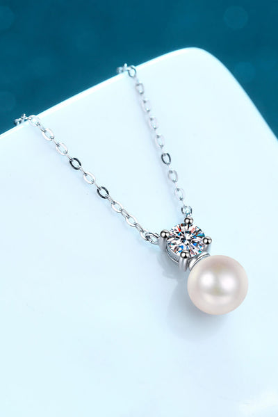 Sterling Silver Freshwater Pearl Moissanite Necklace