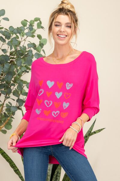 Full Size Heart Graphic Long Sleeve T-Shirt