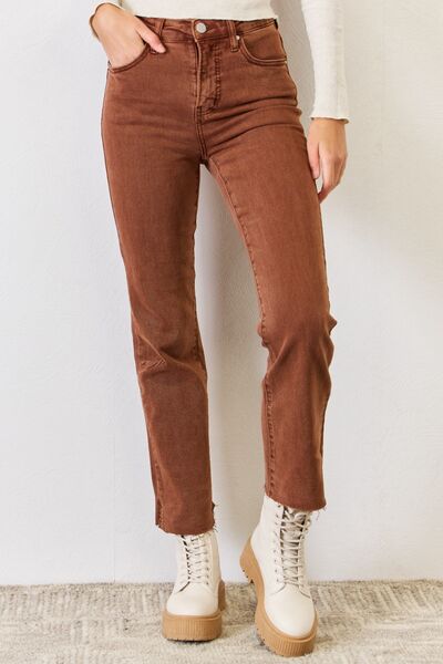 Full Size High Rise Tummy Control Straight Jeans