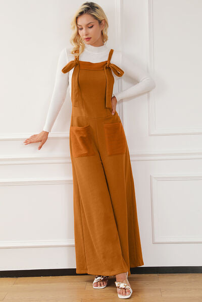 Pocketed Square Neck Wide Strap Jumpsuit