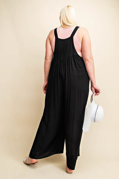 Full Size Sleeveless Ruched Wide Leg Overalls