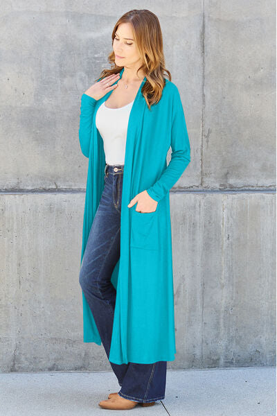 Full Size Open Front Long Sleeve Cover Up