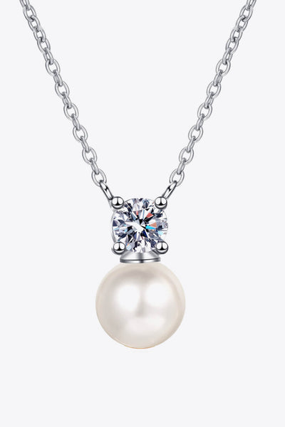 Sterling Silver Freshwater Pearl Moissanite Necklace