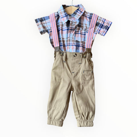 Cuffed Shirt and Suspender Pants